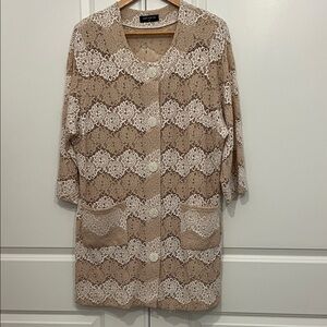 Sam Young Elegant Beige Lace Women's Tunic Top Dress